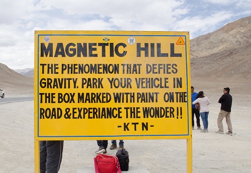 magnetic hill in leh ladakh also called gravity hill