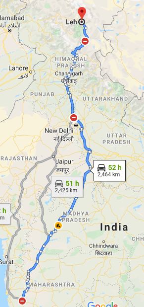 Pune to Leh Ladakh Route